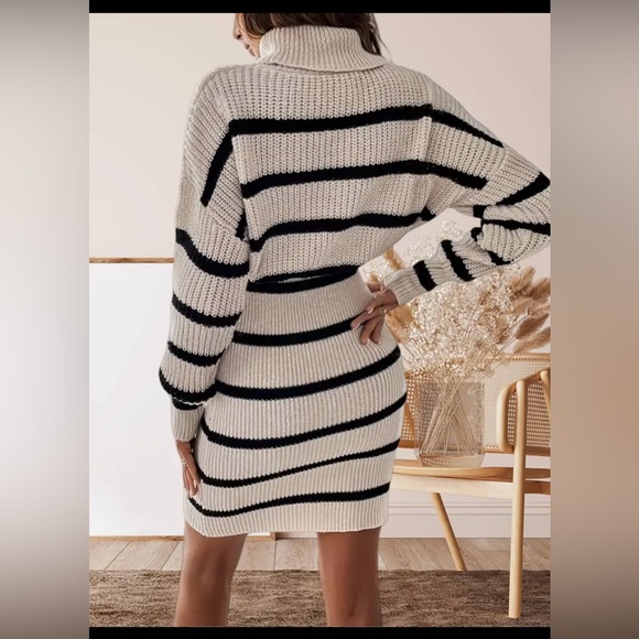 Striped turtle neck sweater dress - Picture 3 of 8